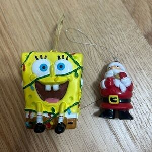 SpongeBob SquarePants & Santa Claus Christmas Ornament Bundle Yellow Red